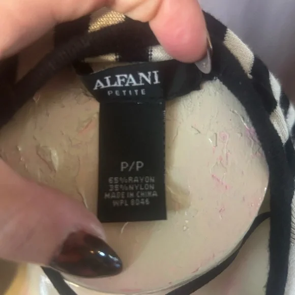 Alfani Women's Striped Black and Cream Asymmetrical cardigan - Picture 3 of 3